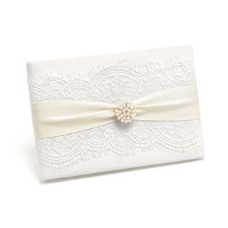 White/ Ivory Splendid Elegance Guest Book (White/ ivoryMaterials Satin, ribbon, rhinestone and pearl embellishment, lace, paper cardboardIncludes One (1) bookDimensions 9.5 inches x 6.5 inches x 1.625 inch )