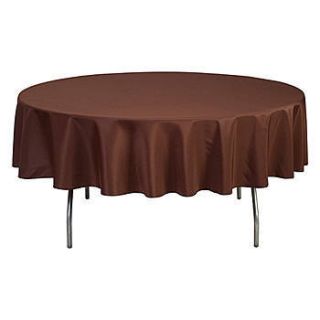 Chocolate Brown Round Polyester Tablecloth