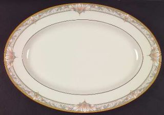 Noritake Barrymore 16 Oval Serving Platter, Fine China Dinnerware   Ivory,Gray