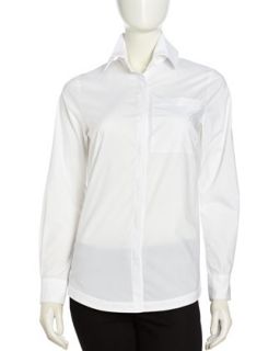 Tiered Collar Button Front Blouse, White