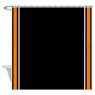  Orange Black White Side Stripes Shower Curtain  Use code FREECART at Checkout