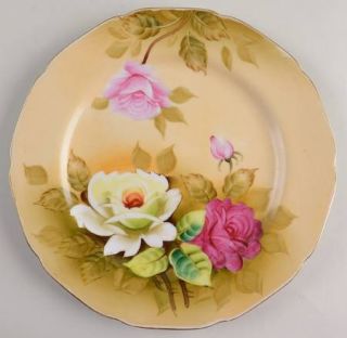 Lefton Heritage Brown (Floral) Luncheon Plate, Fine China Dinnerware   Pink&Whit