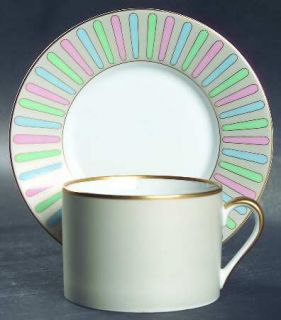 Fitz & Floyd Pastel Colonnade Flat Cup & Saucer Set, Fine China Dinnerware   Pin