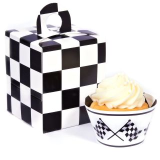 Black and White Checked Cupcake Wrapper Combo Kit