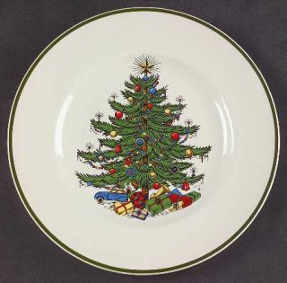 Cuthbertson Christmas Tree (Narrow Green Band,Cream) Salad Plate, Fine China Din
