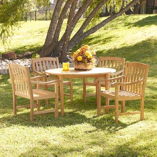 Upton Home Barringer Teak Outdoor Dining Table 5 piece Set