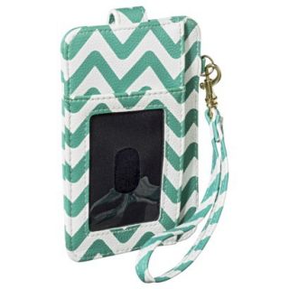Merona Chevron Credit Card Wallet with Removable Wristlet Strap   Green/White