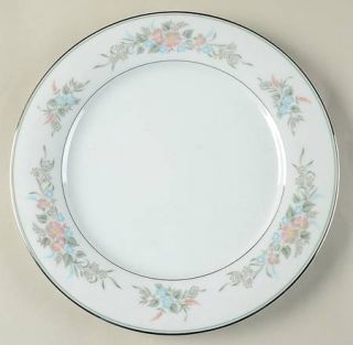 Noritake Romance Dinner Plate, Fine China Dinnerware   Pink,Blue Flowers,Green L