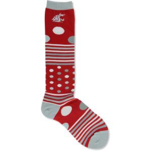 Washington State Cougars For Bare Feet Dots and Stripes 538 Socks