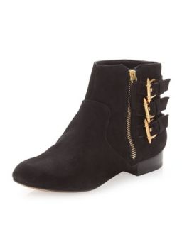 Baxley Three Buckle Suede Ankle Boot, Black