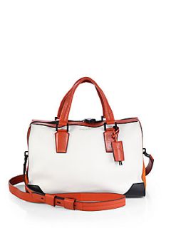 Narciso Rodriguez Colorblock Leather & Suede Satchel   White