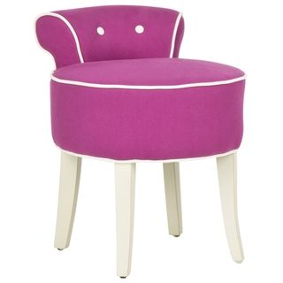 Safavieh Georgia Fuchsia Vanity Stool (FuchsiaMaterials Birch wood and cottonFinish IvorySeat dimensions 17.9 inches wide x 13.5 inches deepSeat height 17.9 inchesDimensions 22.8 inches high x 17.9 inches wide x 19 inches deepFurniture arrives fully 