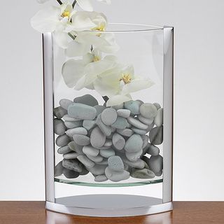 The Donald 14 inch Polished Aluminum And Glass Pocket Vase