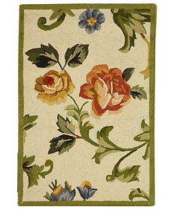 Hand hooked Garden Of Eden Ivory Wool Runner (26 X 4) (IvoryPattern FloralMeasures 0.375 inch thickTip We recommend the use of a non skid pad to keep the rug in place on smooth surfaces.All rug sizes are approximate. Due to the difference of monitor col