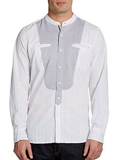 Sutter Bib Front Cotton Shirt   White