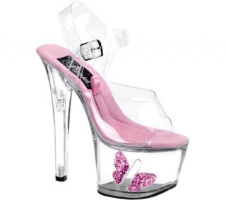 Womens Pleaser Tipjar 708 7   Clear/Baby Pink Glitter Butterfly Dress Shoes
