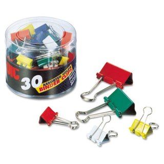 Officemate Binder Clips Metal Assorted Colors/sizes 30/pack (Assorted Model Binder Clips Dimensions Assorted Sizes Pack of 30 )