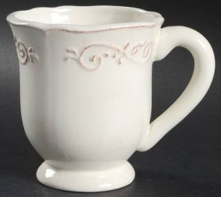 Artimino Baroque Beige Mug, Fine China Dinnerware   Rustic Beige,Embossed Scroll