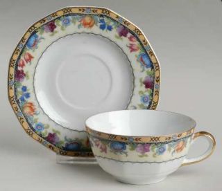 Princess (Bavaria, Czech) Newport (Cream & White) Flat Cup & Saucer Set, Fine Ch