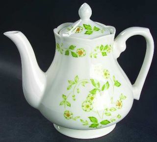 Petit Flora Teapot & Lid, Fine China Dinnerware   Yellow&Orange Flowers,Gr