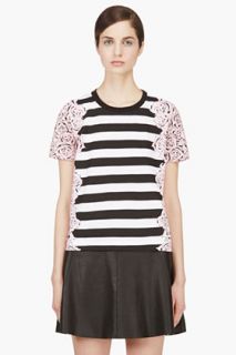 Mother Of Pearl Pink And Black Rose Stripe Boxy Juno T_shirt