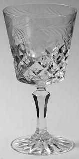 Unknown Crystal Unk1713 Wine Glass   Cut Grapes & Criss Cross Design
