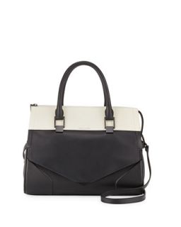 Prouve Bicolor Zip Satchel Bag, Black/White