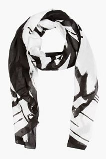 Mcq Alexander Mcqueen Black And White Swallow Scarf