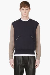 Carven Navy Colorblocked Zipper Sweatshirt