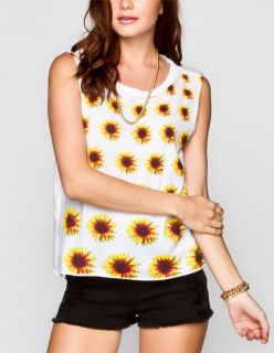 Sunflower Womens Muscle Tank White In Sizes Large, Small, Medium, X S
