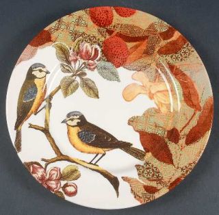 Royal Stafford Decoupage Dinner Plate, Fine China Dinnerware   Birds,Flowers,Lea