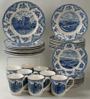 Johnson Brothers Old Britain Castles Blue (England 1883) 32 Piece Set, Fine Chin