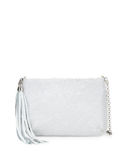 Mimi Sequin Mini Clutch Bag, White