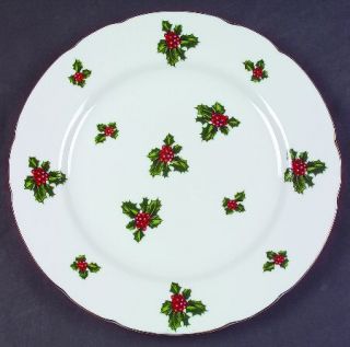 Lefton Holly Luncheon Plate, Fine China Dinnerware   Holly,Red Berries,No Candy
