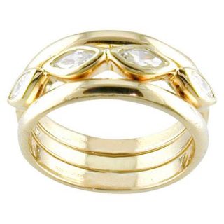 14K Gold Plated Cubic Zirconia 3 Ring Set   7.0