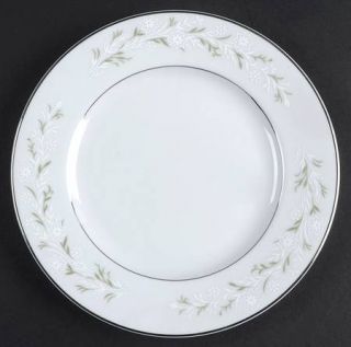 Sone Marietta Bread & Butter Plate, Fine China Dinnerware   White Flowers, Gray