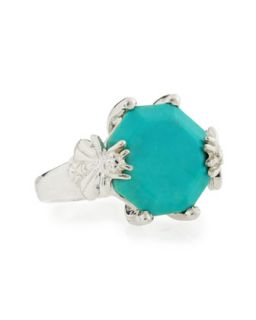 Octagonal Turquoise Bee Ring, Size 7