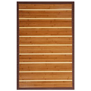 Teak And Holly Bamboo Rug With Brown Border (5 X 8)