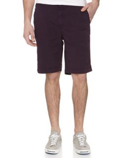 Flat Front Twill Shorts, Purple
