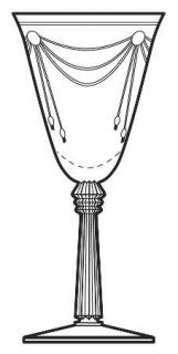 Fostoria Drape Water Goblet   Stem #6017, Cut #784