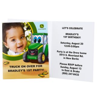 Johnny Tractor 1st Birthday   Personalized Invitations