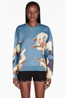 Msgm Teal Lipstick Toilet Paper Edition Sweater