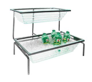 Cal Mil 2 Tier Double Deck Ice Housing Riser   Green Acrylic Pans, Black
