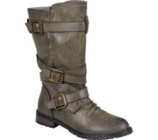 Womens Journee Collection Round Toe Buckle Detail Boots   Grey Boots
