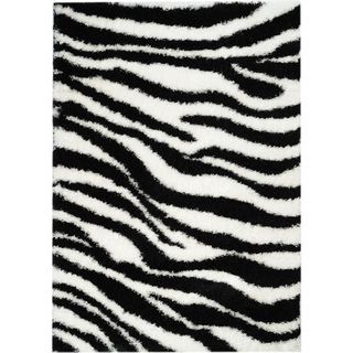Black/ White Zebra Print Area Rug (67 X 93)