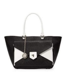 Jana Trapezoidal Convertible Bag, Black/White