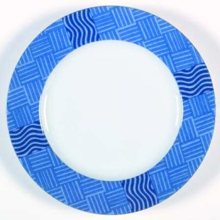 Crate & Barrel China Rafia Salad Plate, Fine China Dinnerware   Light & Dark Blu