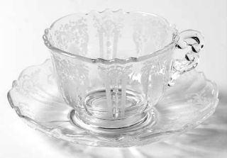 Cambridge Candlelight Shape 3900 Cup and Saucer Set   Stem #3111, Etch #897,Cand