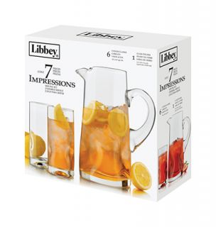Libbey Glass Impressions Serving Set w/ 6 Glasses & Pitcher