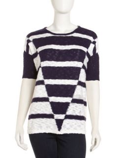 Striped Slub Sweater, Inkspot/White